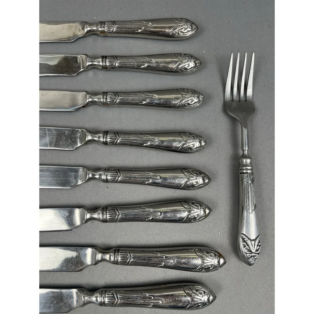 Pier1 Imports‎ PII15 Stainless Flatware Silverware 8 Dinner Knives & 1 Fork
